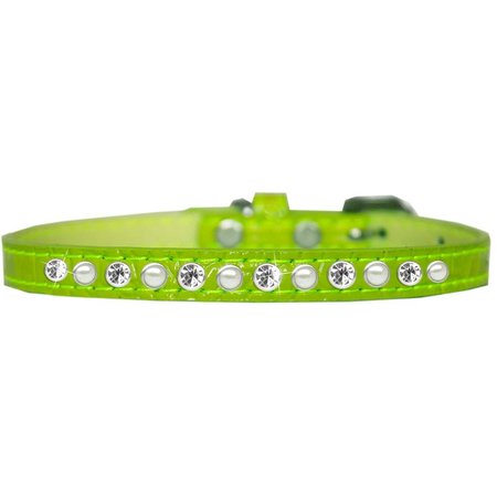 MIRAGE PET PRODUCTS Pearl and Clear Jewel Croc Dog CollarLime Green Size 16 720-08 LGC16